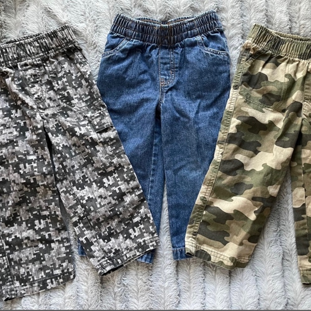 3 Pair Boys Elastic Pants - Jumping Beans Brand - 24 Months/2T